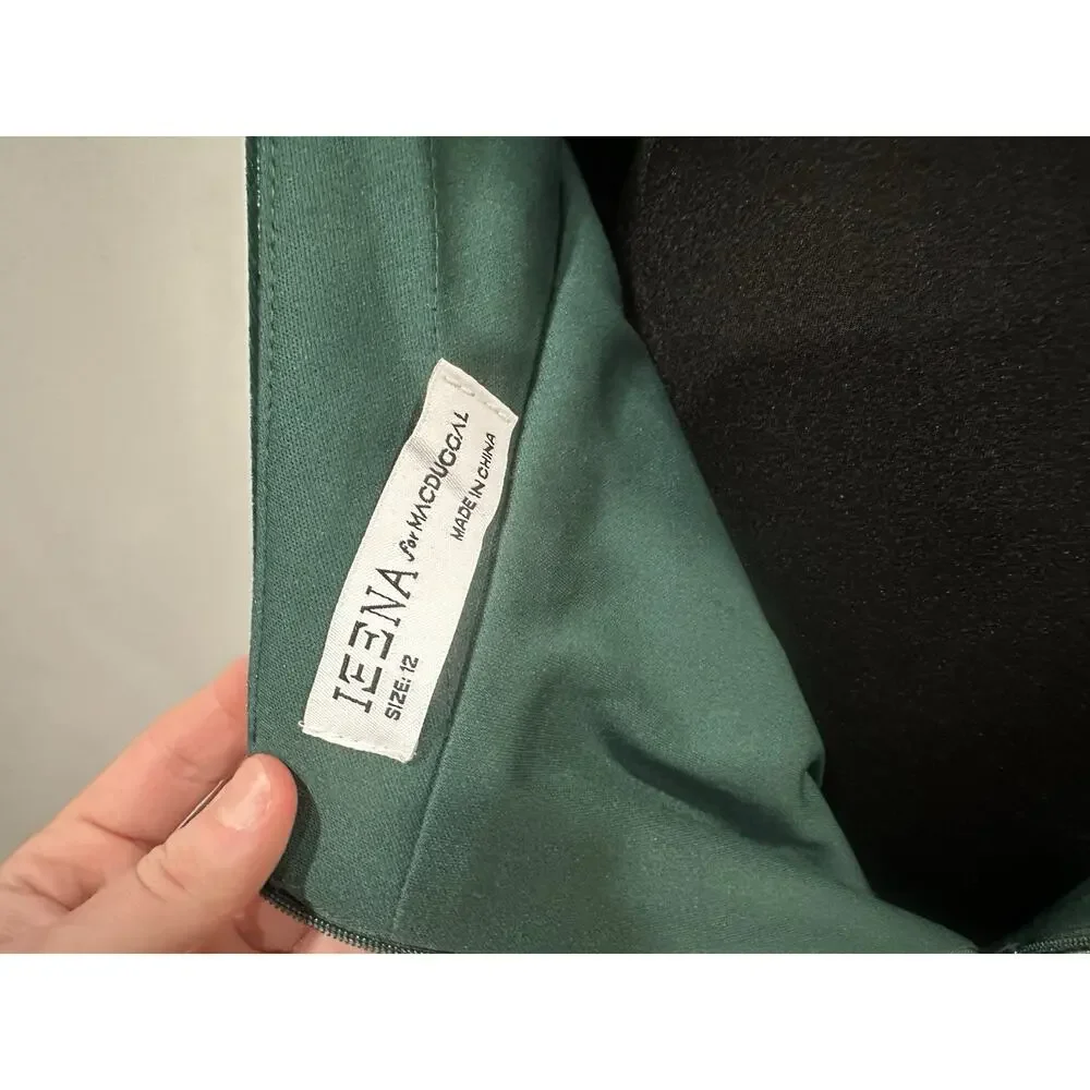 Mac Duggal 11924 Green Twist Neck Open Front Velvet Draped Velvet Dress Sz 12
